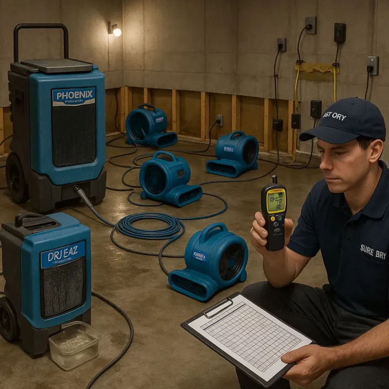 Structural Drying and Dehumidification process in West Baton Rouge Parish, LA